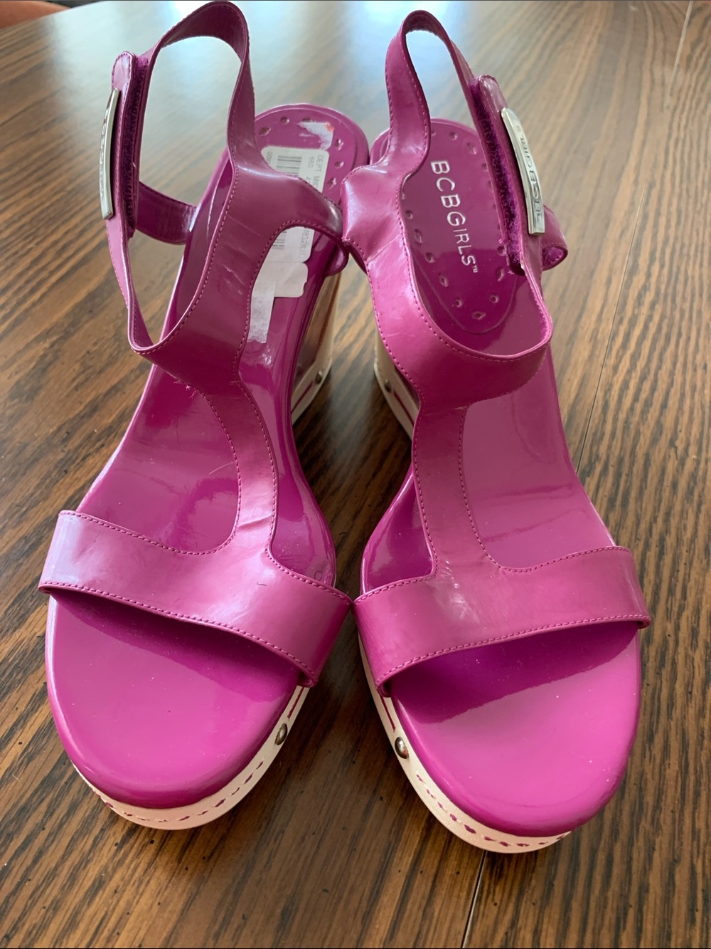 BCBGirls Fuchsia Patent Slingback Platform Wedges